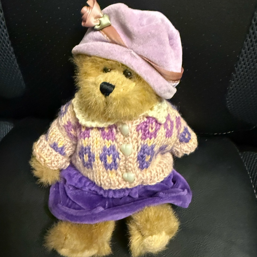 Boyds Bears Tan and Purple Stuffed Animal